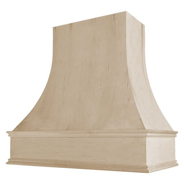 Curved Classic Trim wood range hood by Diamond Series